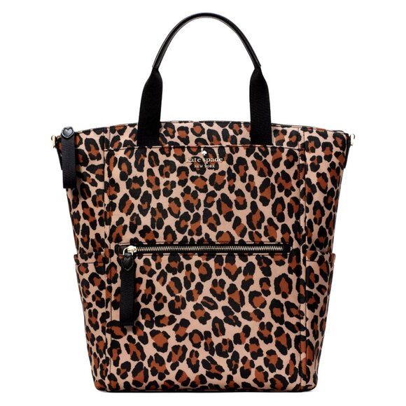 New Kate Spade Chelsea Spotted Leopard Large Convertible Backpack Brown Multi - Picture 2 of 6